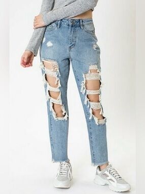 NWT Nature Denim Los Angeles Distressed High Rise Mom Jeans 11/29